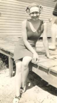 Alice Yost at the beach, 1924