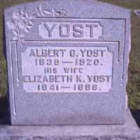 Gravestone of Albert G. and Elizabeth K. [Smith] Yost